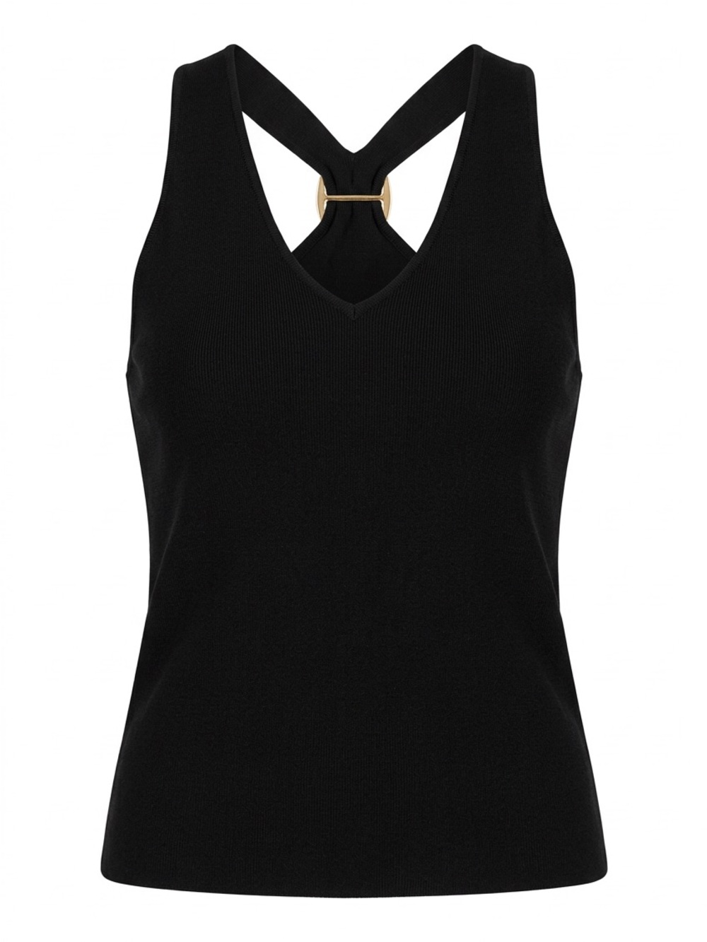 Joseph A Black V-Neck Tank with Cross-Back and Gold Ring in back super cute